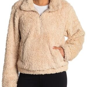 Jetsetter Half Zip Solid Faux Shearling Cropped J